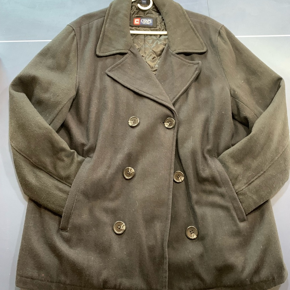 Mens Large Black Pea Coat